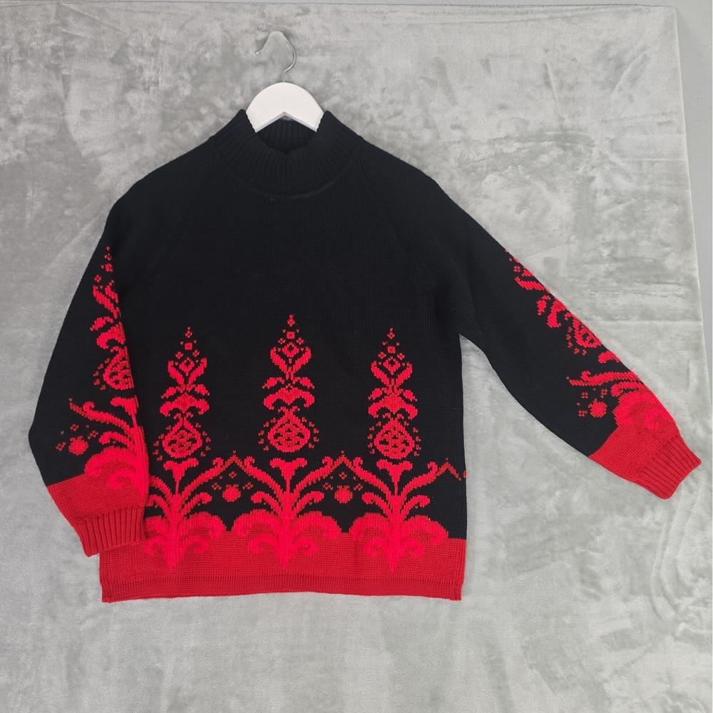 1949 H.K.K. VTG Womens Virgin Wool Patterened Ski Sweater Heavyweight 36 Small